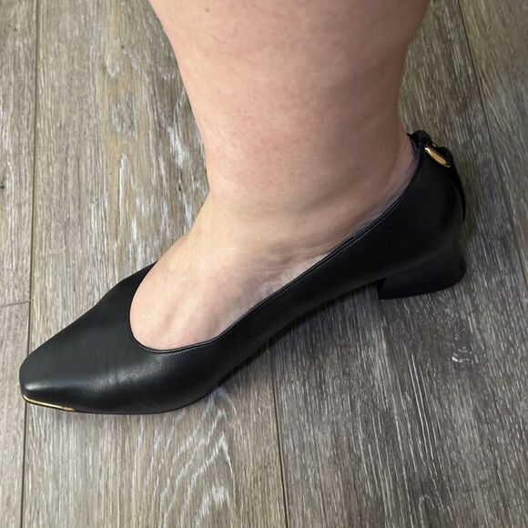 Vintage Stuart Weitzman Women's Pumps Block Almond Toe Heels Black 1980s 10 - Picture 15 of 16